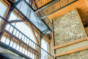 Powder coated bar grating for walkway and balcony on the second story of a private residence