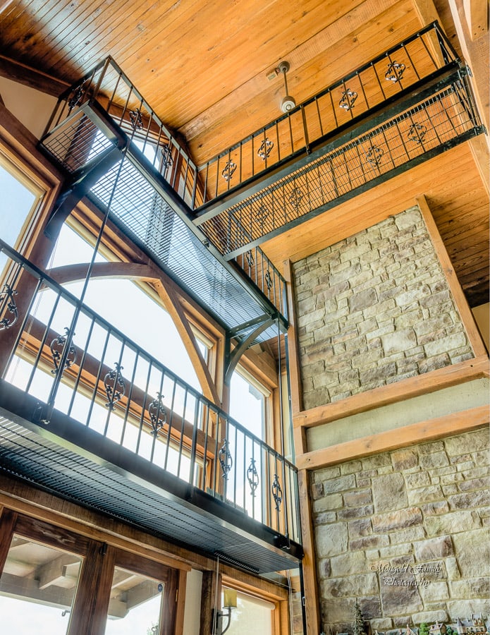 Powder coated bar grating for walkway and balcony on the second story of a private residence