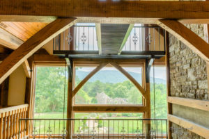 Powder coated bar grating for walkway and balcony on the second story of a private residence